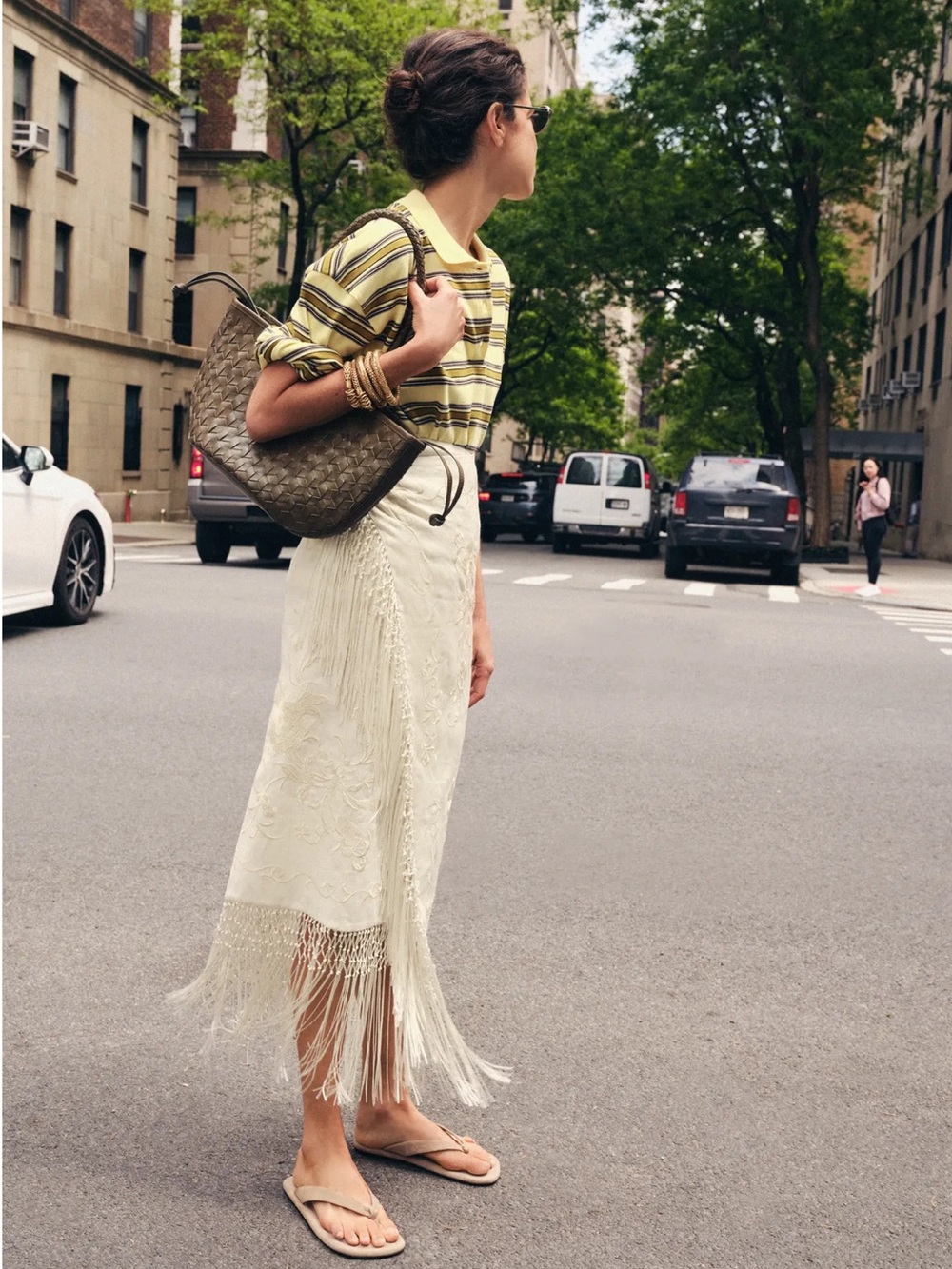 Zara ZW COLLECTION 100% LINEN EMBROIDERED MIDI SKIRT - Picture 9 of 11